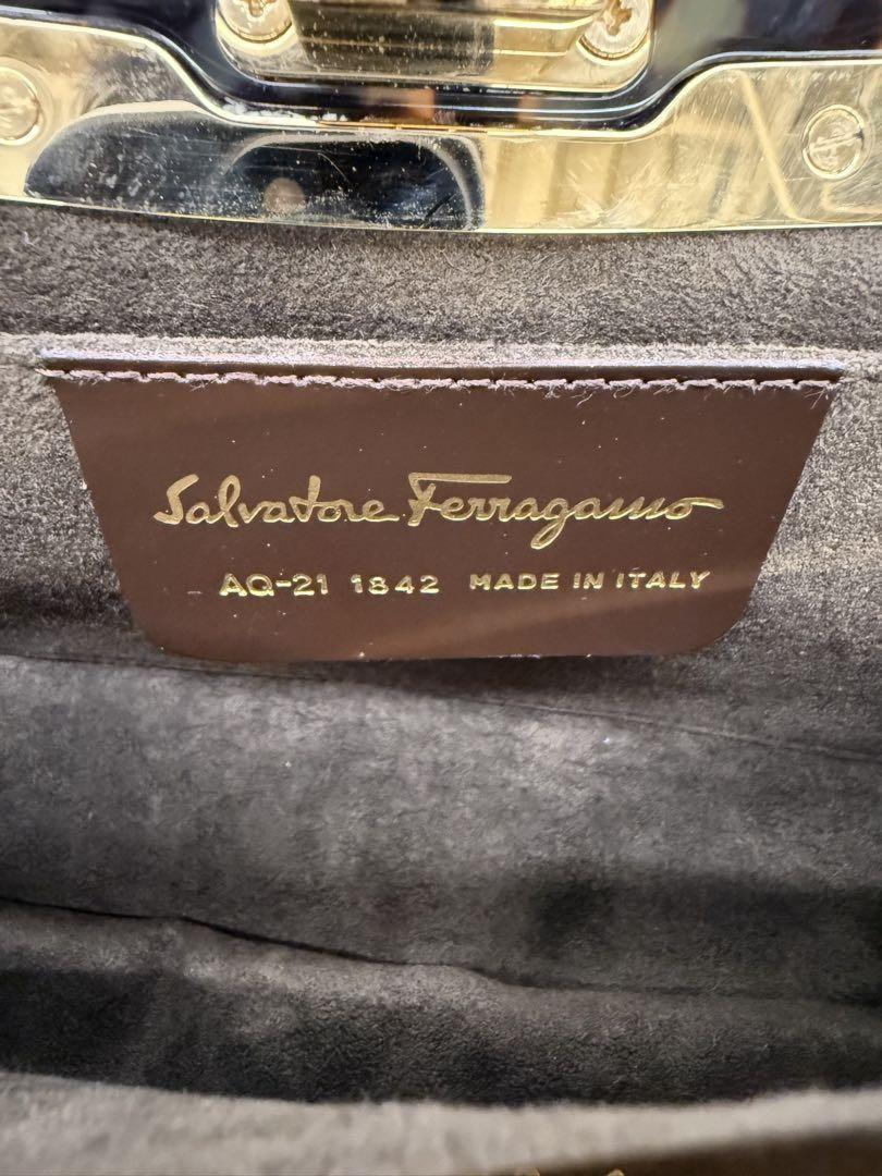 Salvatore Ferragamo Party Shoulder Bag Purse Suede Leather Authentic