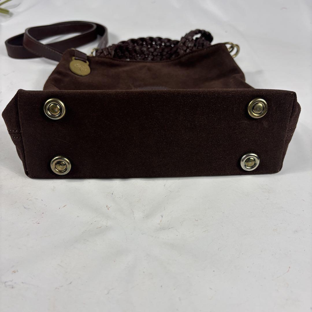 MULBERRY Hand Shoulder Bag Tote Purse 2way Suede Dark Brown Authentic