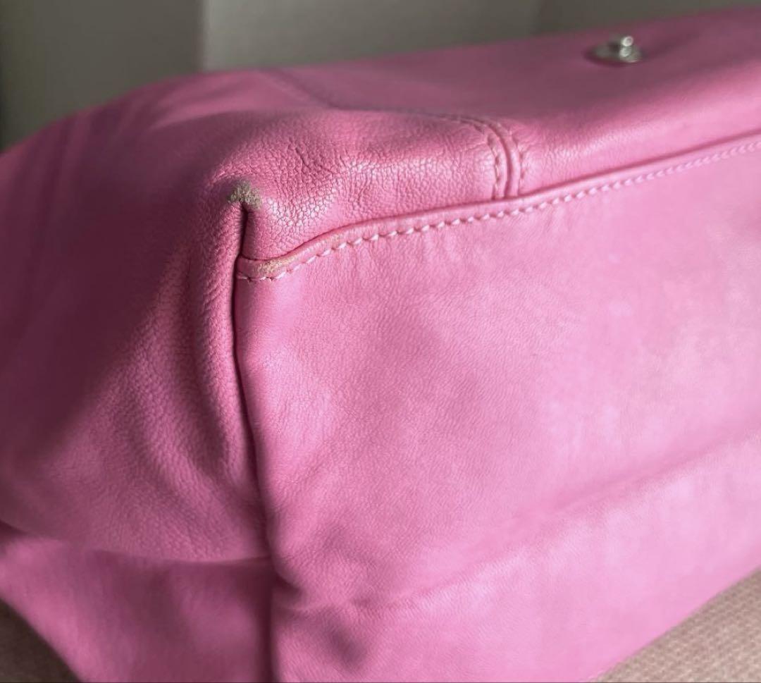Longchamp Hand Shoulder Bag Tote Purse Le Pliage Leather Pink Authentic