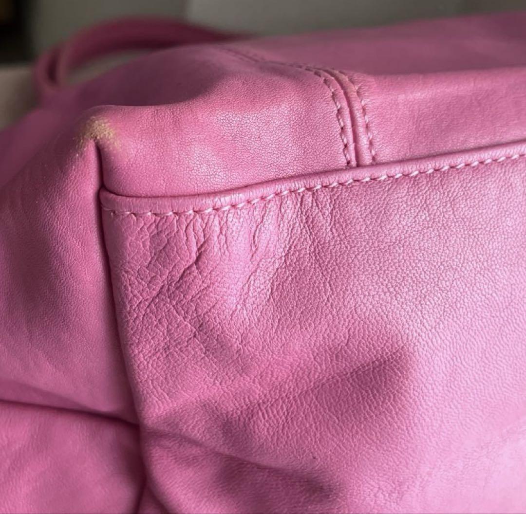 Longchamp Hand Shoulder Bag Tote Purse Le Pliage Leather Pink Authentic