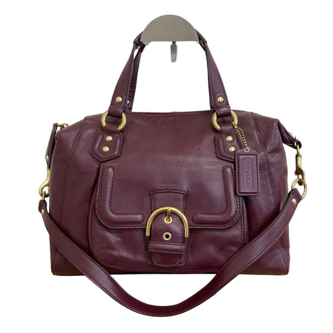 COACH Hand Shoulder Bag Tote Purse 2way Soho Leather Purple Authentic