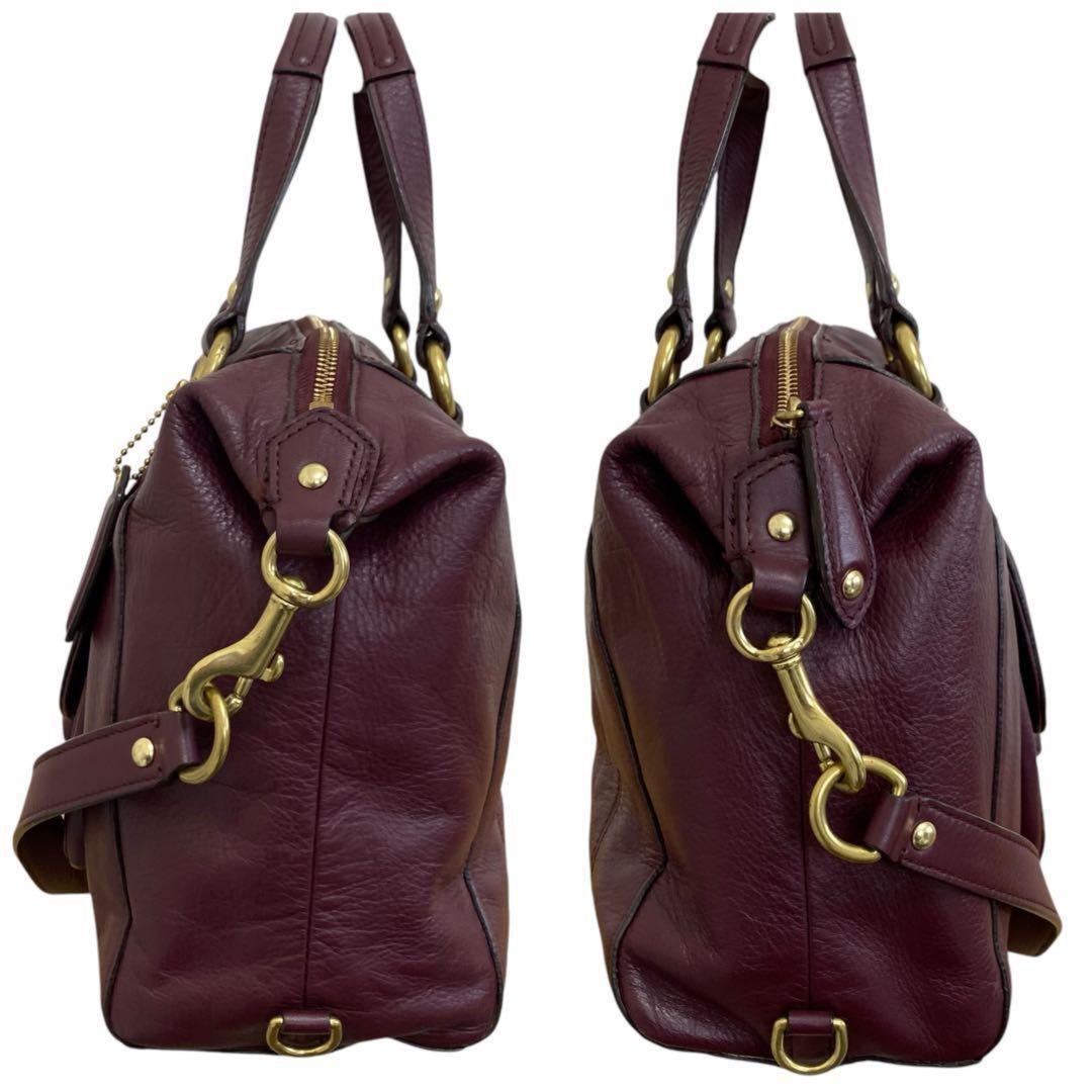 COACH Hand Shoulder Bag Tote Purse 2way Soho Leather Purple Authentic
