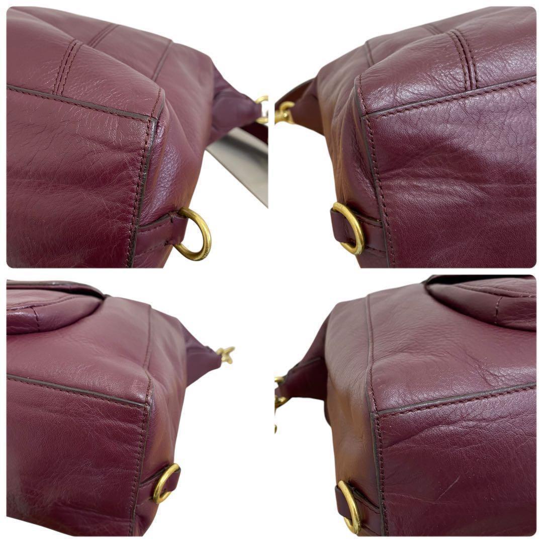 COACH Hand Shoulder Bag Tote Purse 2way Soho Leather Purple Authentic