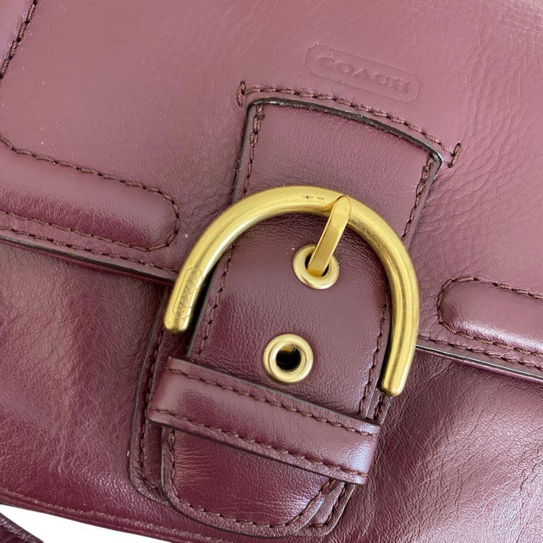COACH Hand Shoulder Bag Tote Purse 2way Soho Leather Purple Authentic