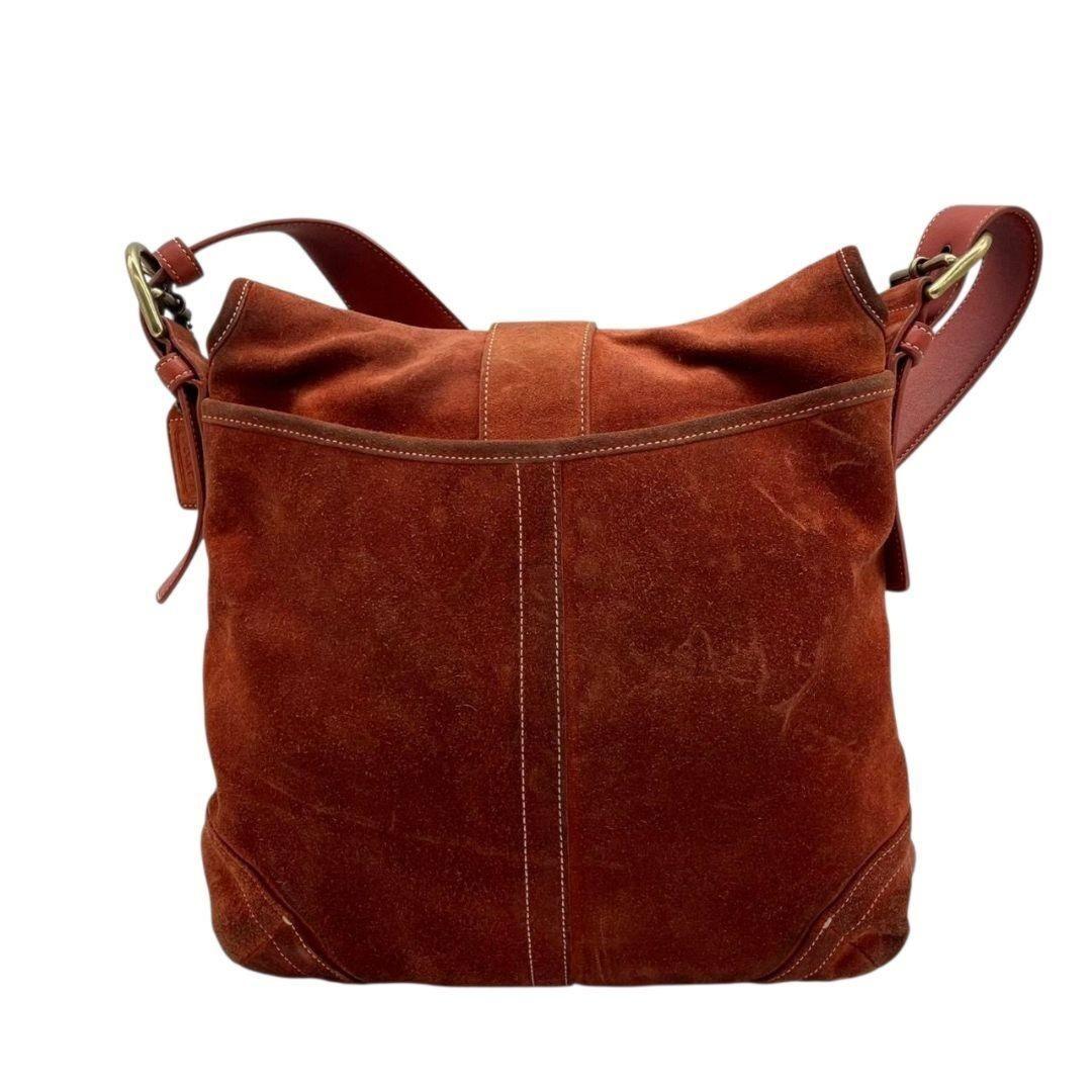 COACH Shoulder Bag Purse 9483 Suede Red Orange Authentic
