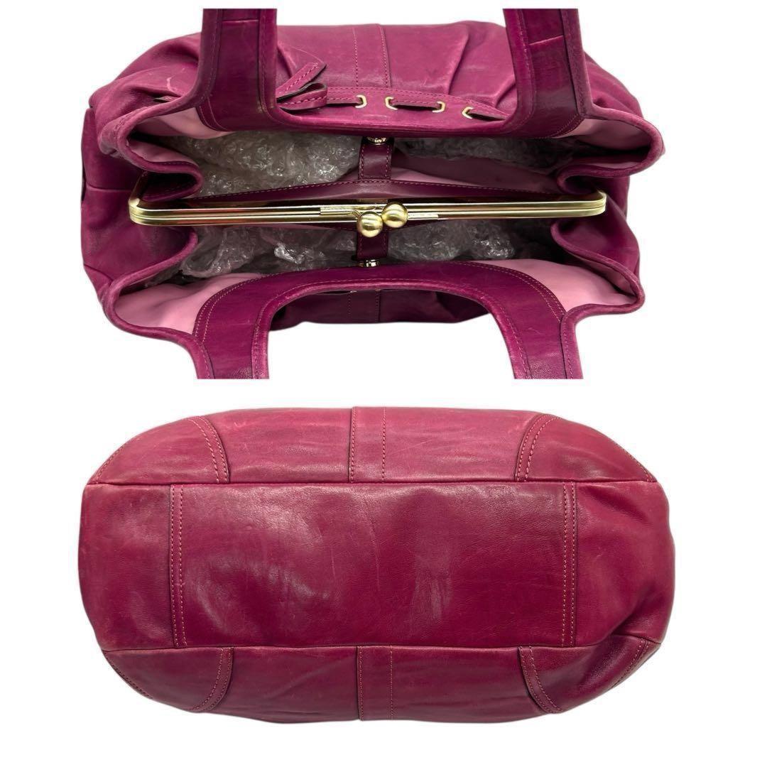 COACH Hand Bag Tote Purse 12725 Leather Purple Authentic