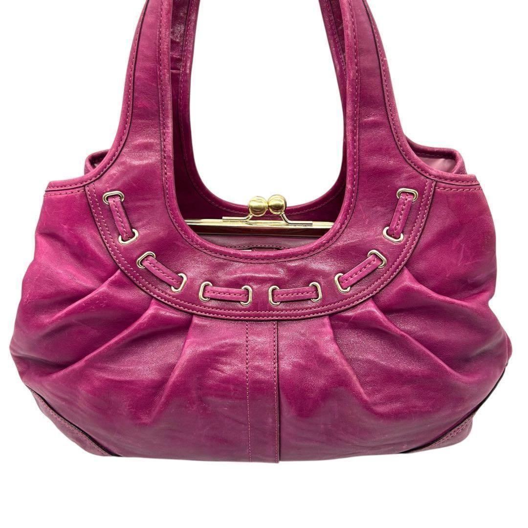 COACH Hand Bag Tote Purse 12725 Leather Purple Authentic