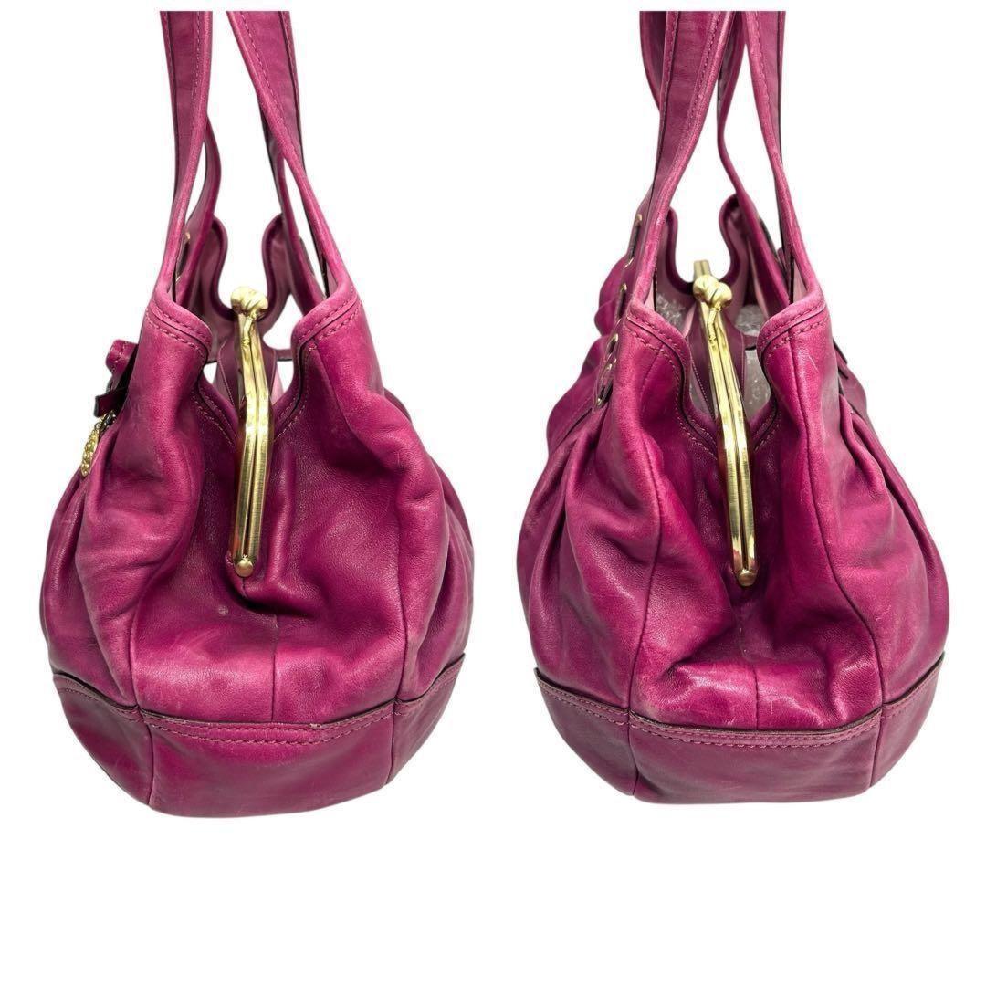 COACH Hand Bag Tote Purse 12725 Leather Purple Authentic