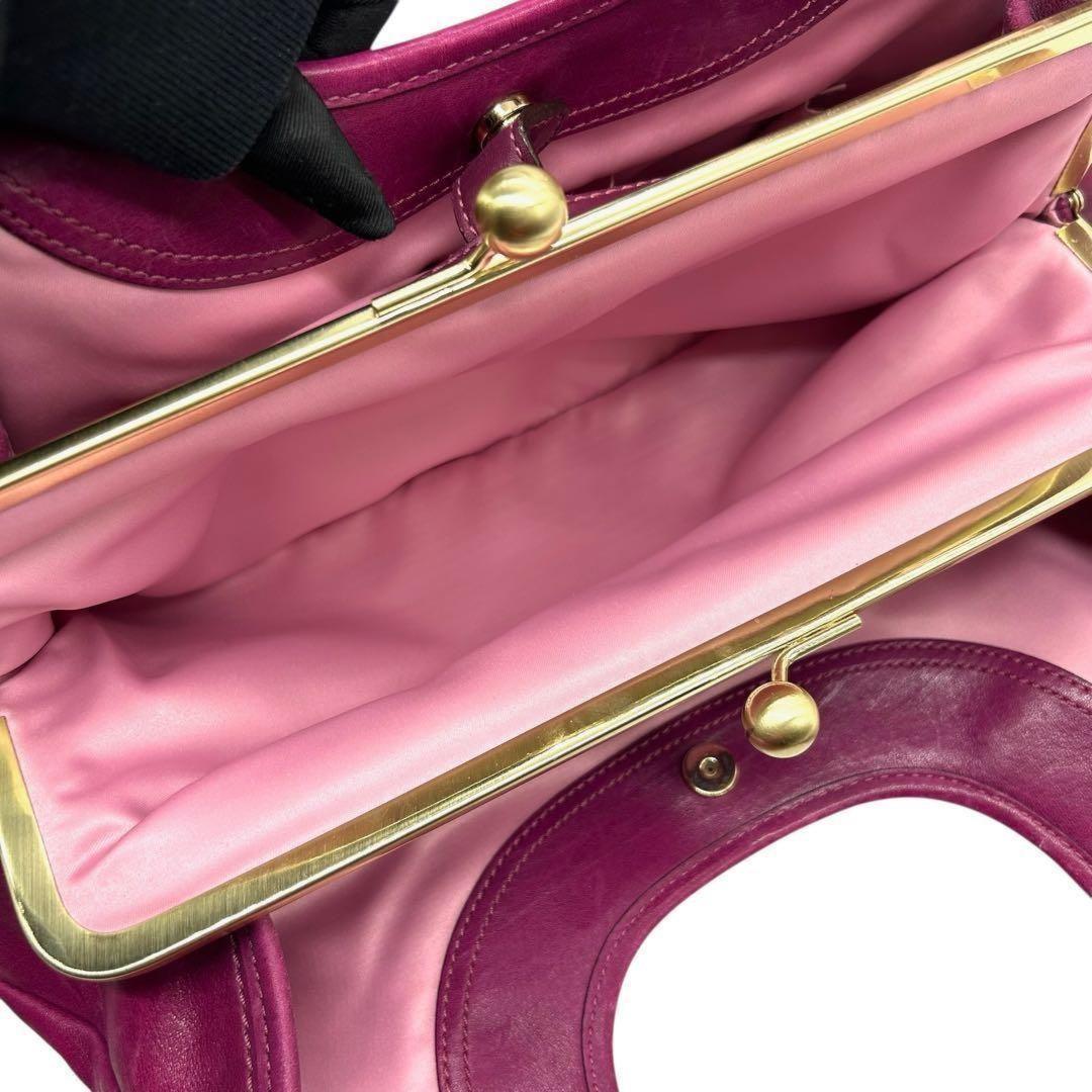 COACH Hand Bag Tote Purse 12725 Leather Purple Authentic