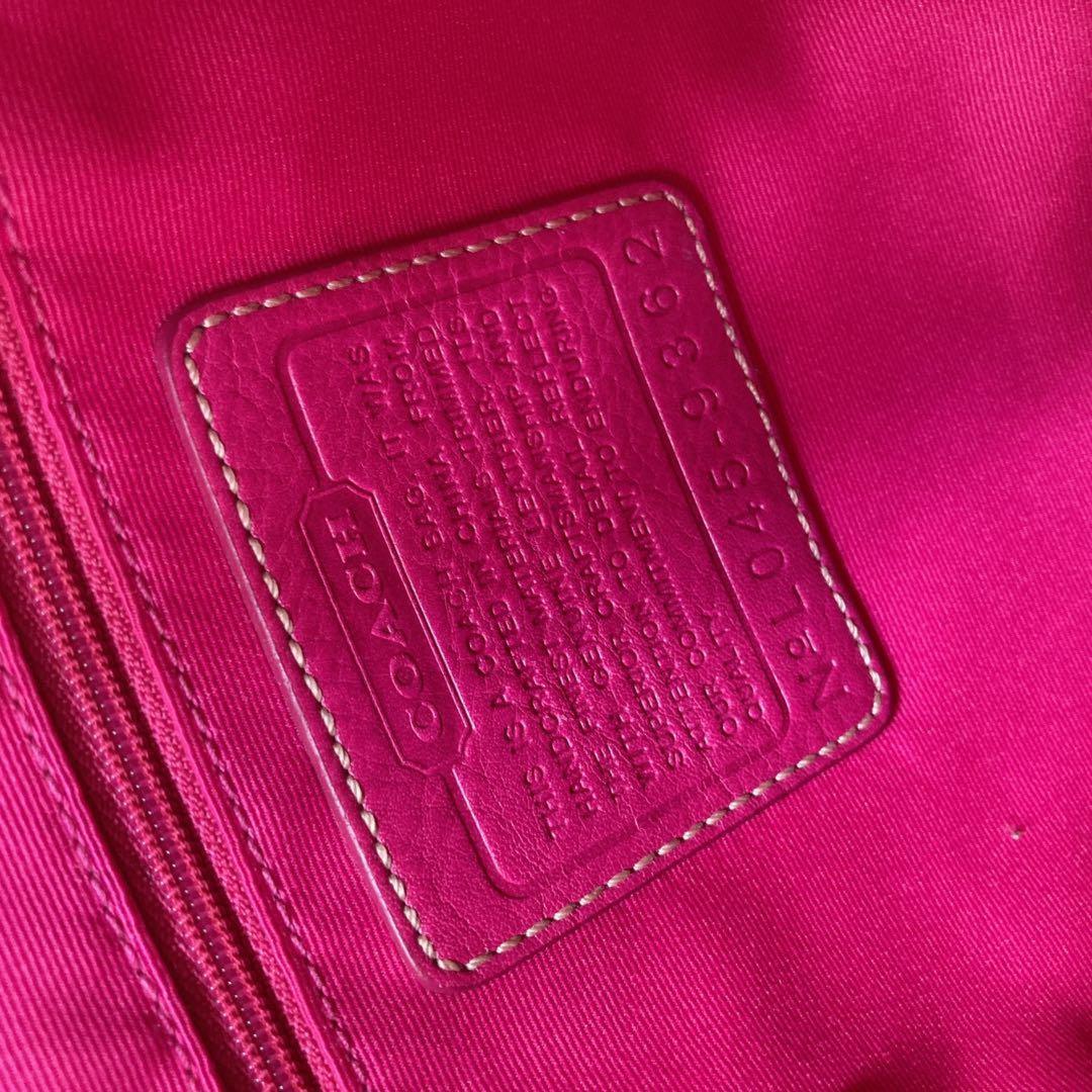 COACH Shoulder Bag Purse Old Signature 9362 Suede Pink Authentic