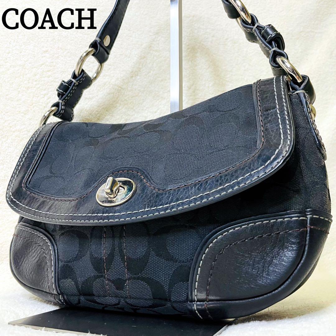 COACH Shoulder Bag Purse Turn Lock Soho Black Authentic