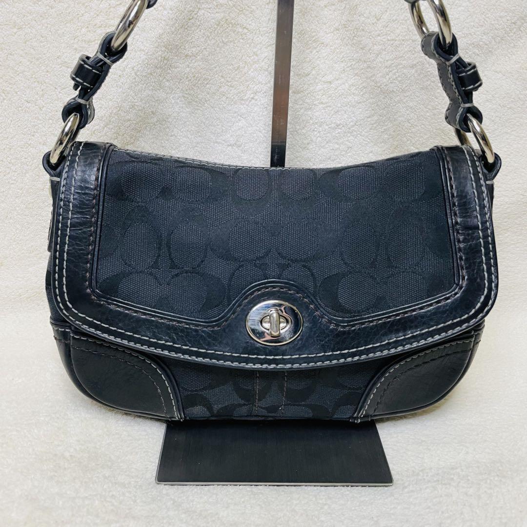 COACH Shoulder Bag Purse Turn Lock Soho Black Authentic