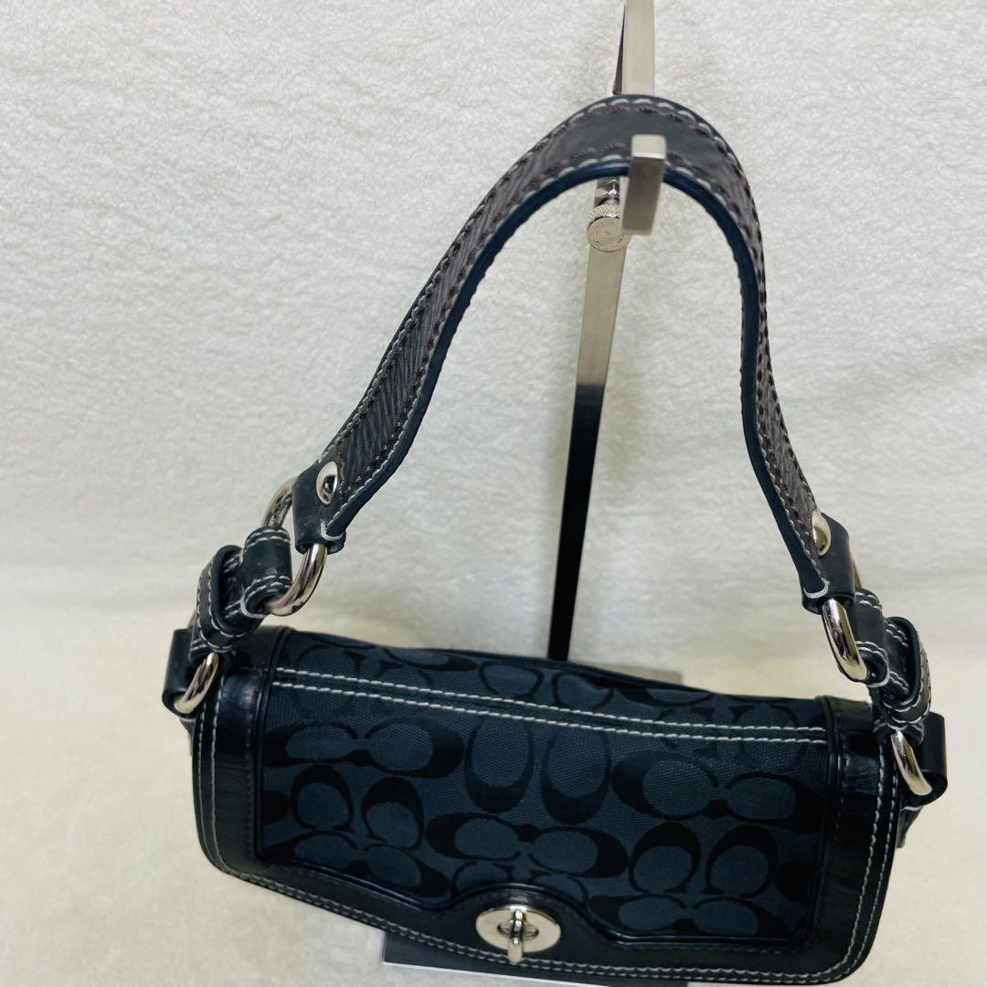 COACH Shoulder Bag Purse Turn Lock Soho Black Authentic
