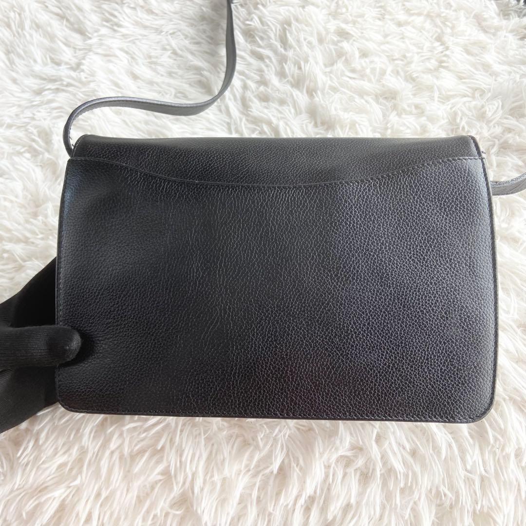 COACH Shoulder Bag Purse Turn Lock OLD Leather Black Authentic