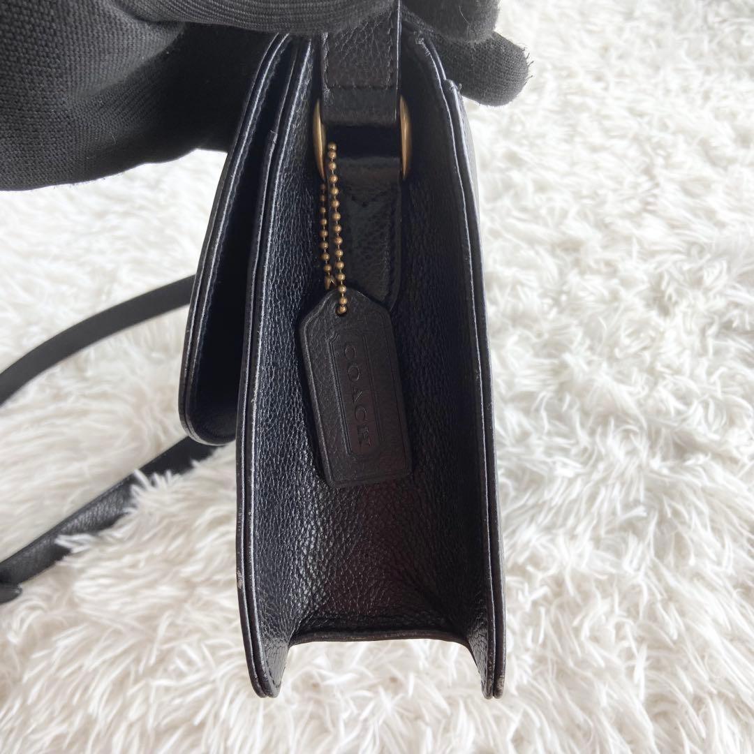COACH Shoulder Bag Purse Turn Lock OLD Leather Black Authentic
