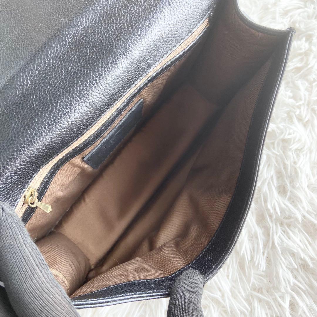 COACH Shoulder Bag Purse Turn Lock OLD Leather Black Authentic