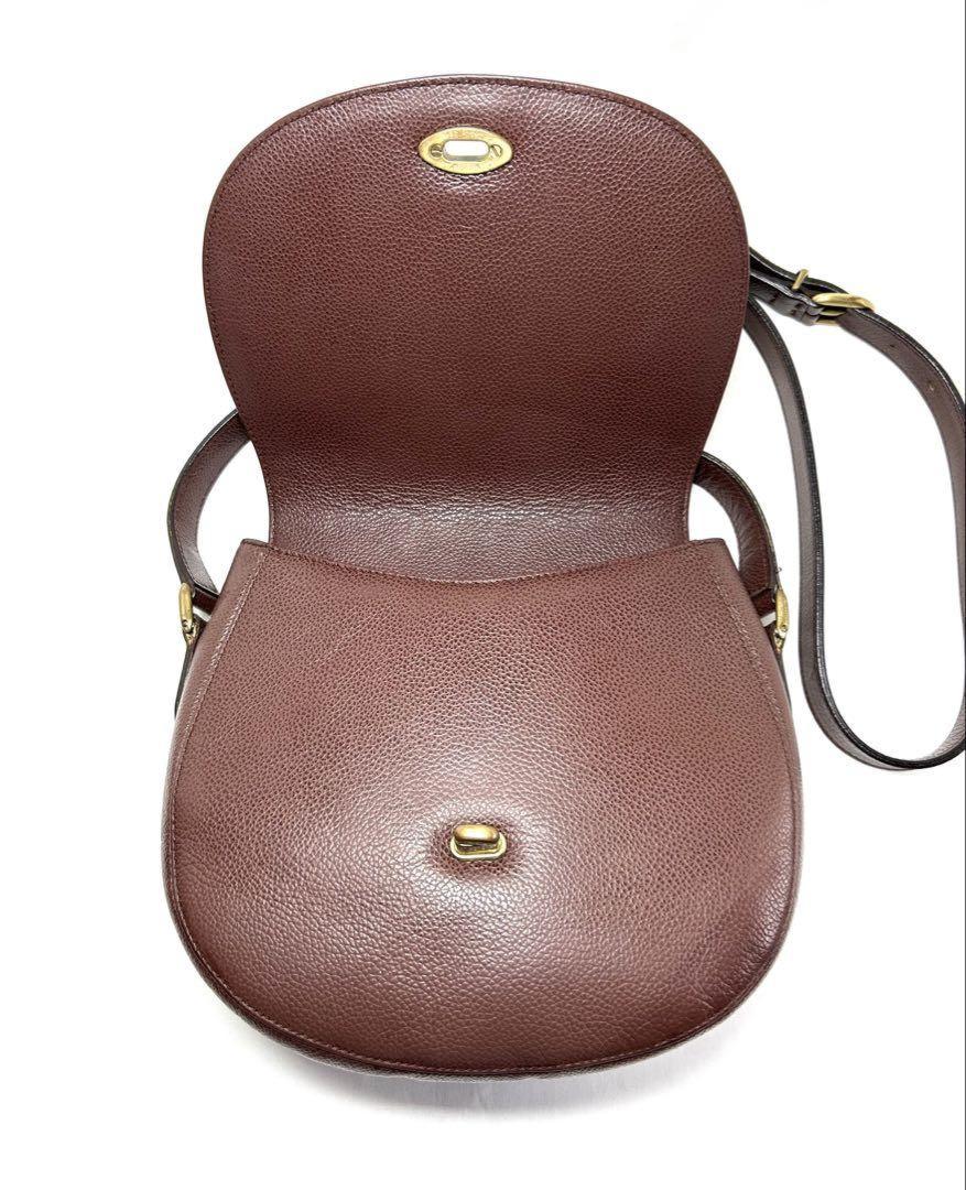 COACH Shoulder Bag Purse Turn Lock OLD Leather Brown Authentic