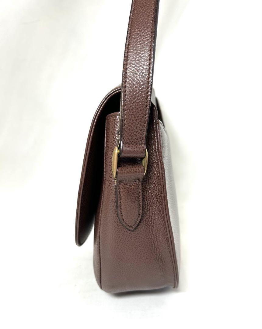 COACH Shoulder Bag Purse Turn Lock OLD Leather Brown Authentic