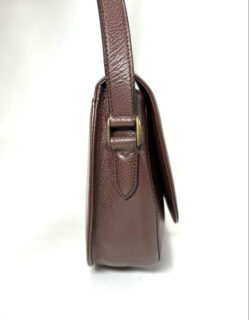 COACH Shoulder Bag Purse Turn Lock OLD Leather Brown Authentic