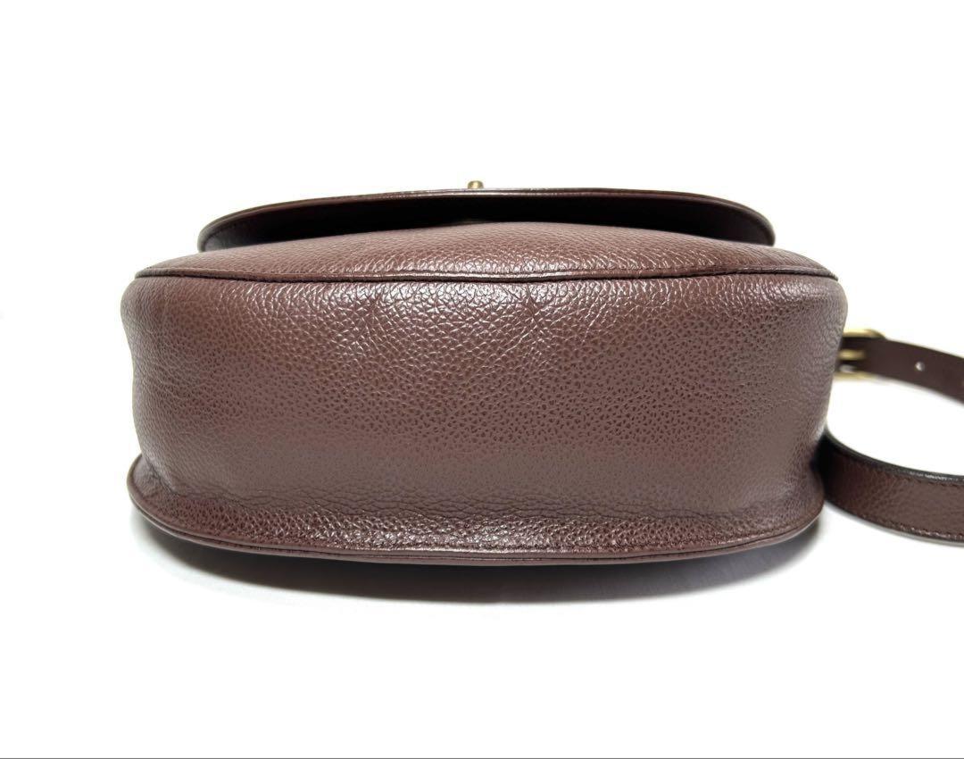 COACH Shoulder Bag Purse Turn Lock OLD Leather Brown Authentic