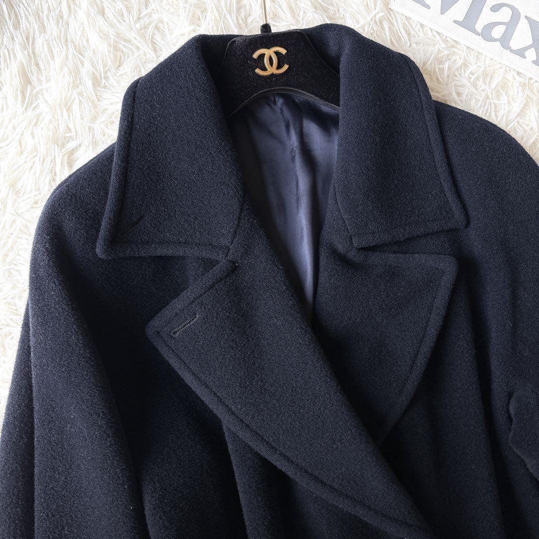 Max Mara Long Coat Asian fit L 40 US size M Navy Authentic