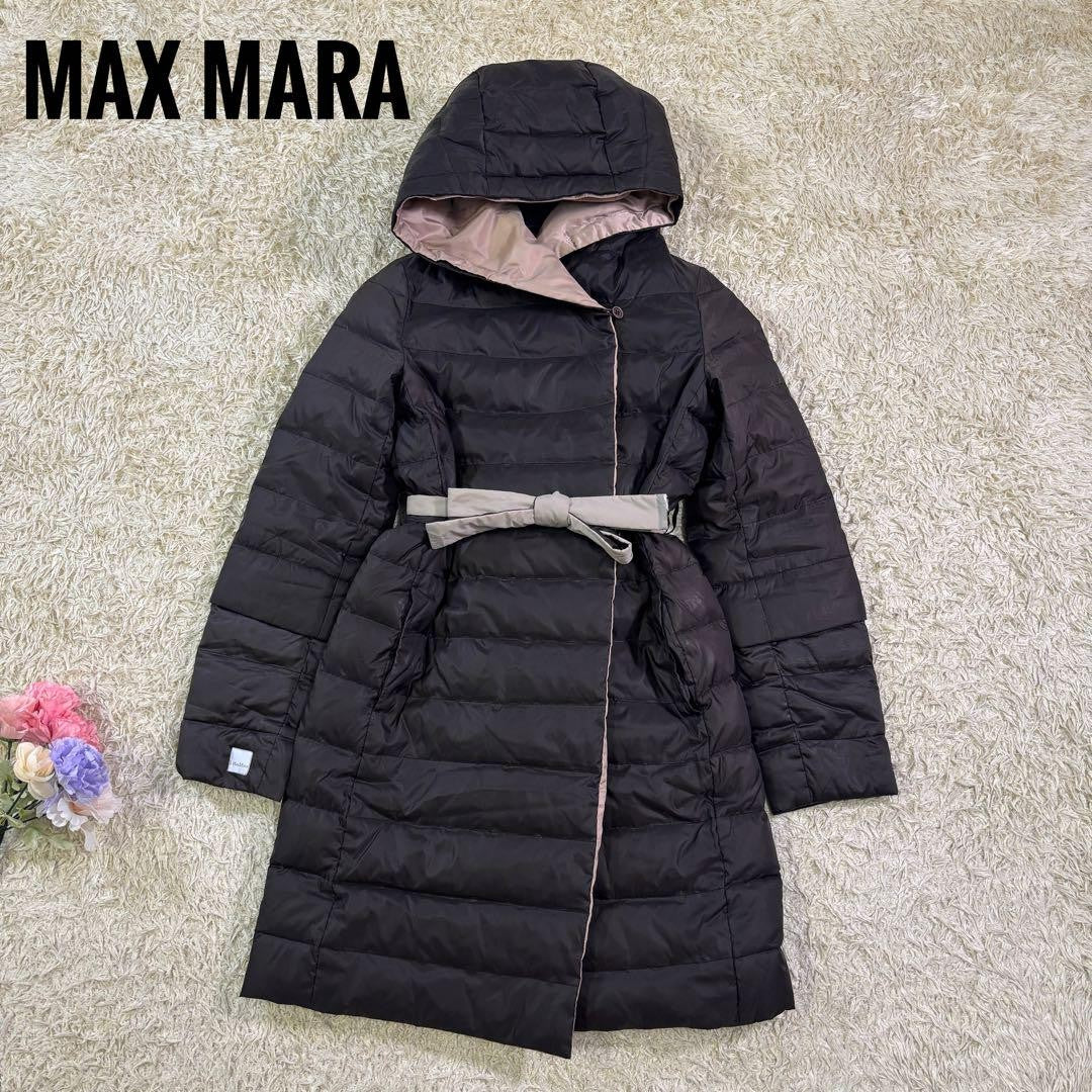 S Max Mara hooded Coat Asian fit M 38 US size S Black Beige Authentic