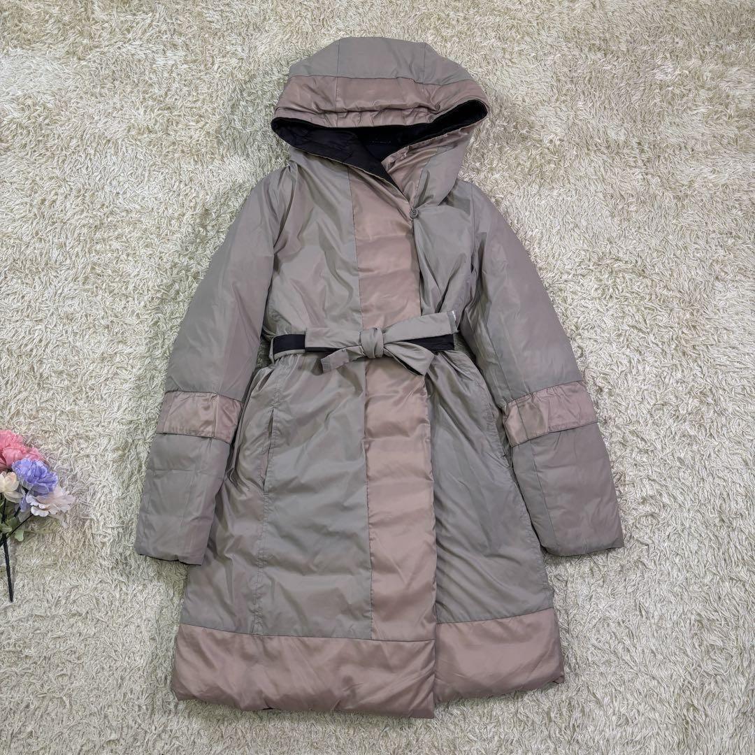 S Max Mara hooded Coat Asian fit M 38 US size S Black Beige Authentic