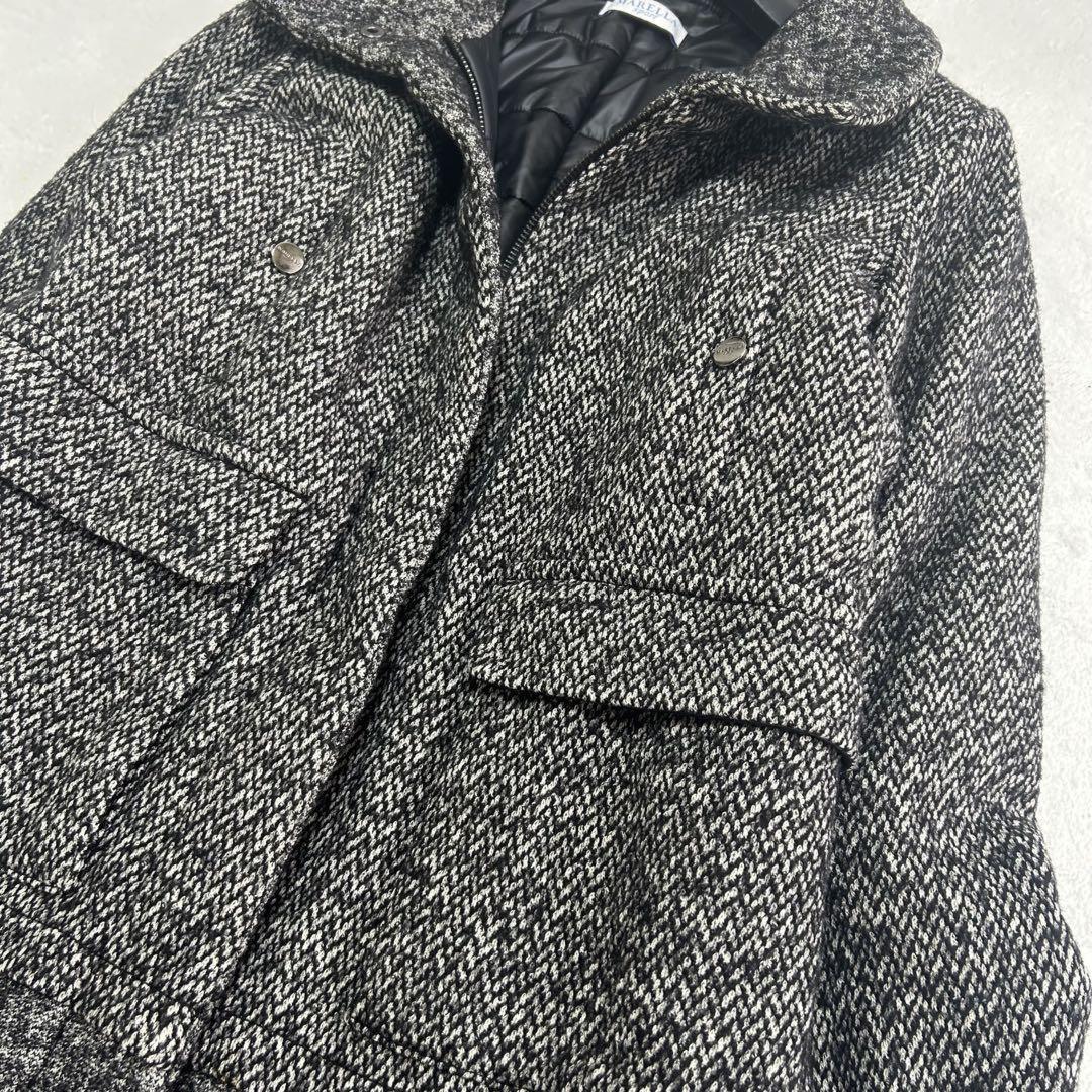 Max Mara MARELLA Long Coat Asian fit L 40 US size M Black Gray Authentic