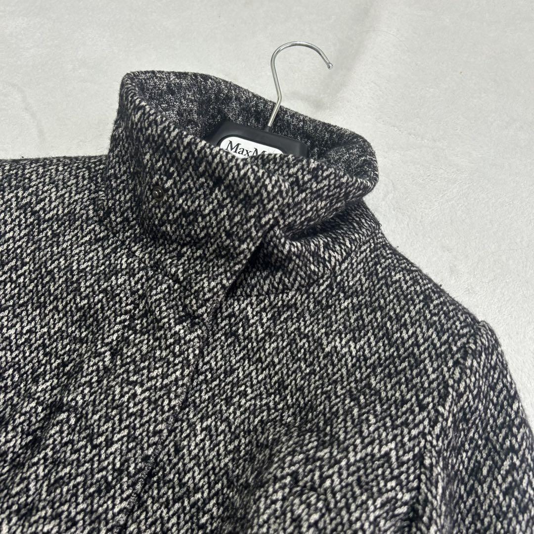 Max Mara MARELLA Long Coat Asian fit L 40 US size M Black Gray Authentic