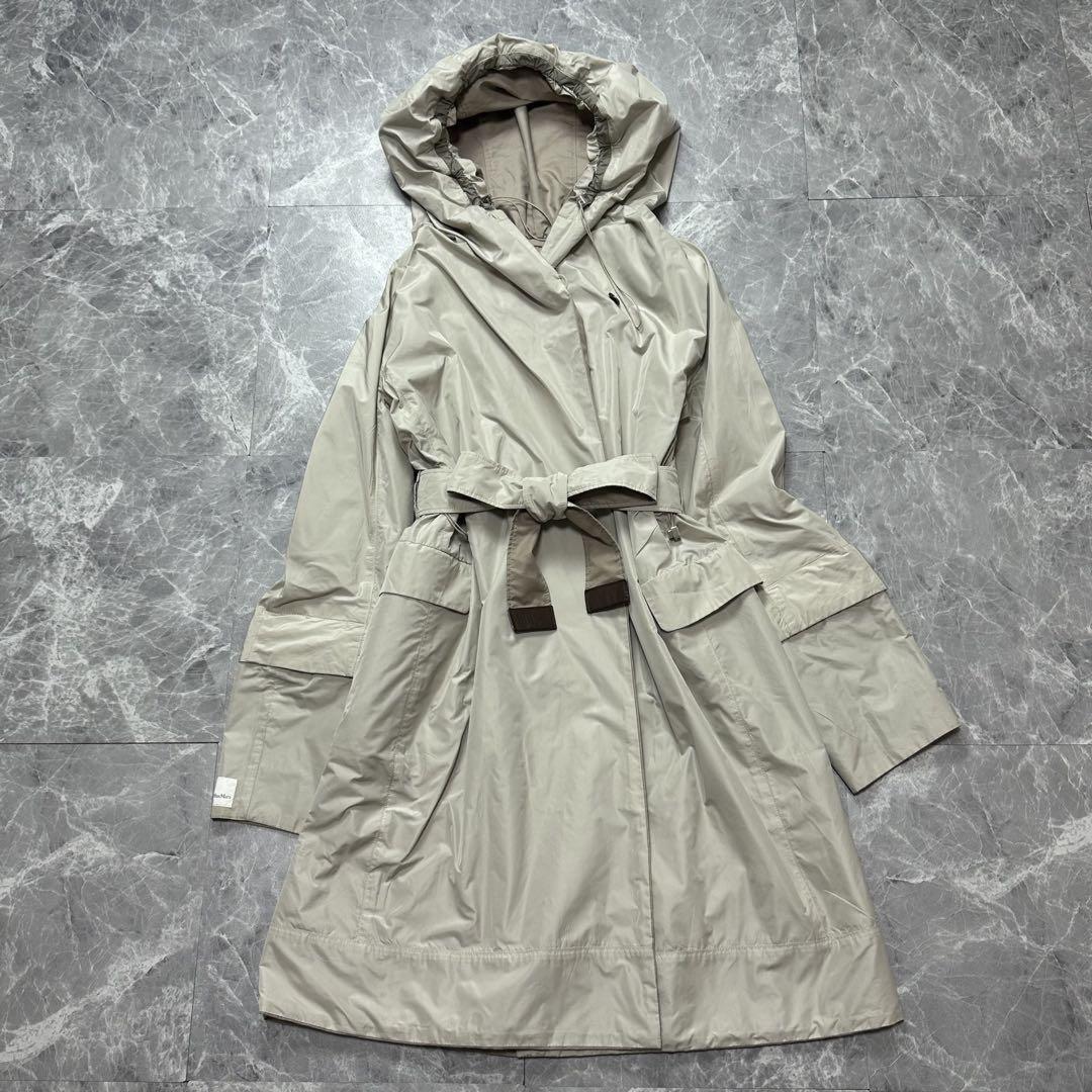 S Max Mara reversible hooded Coat Asian fit L 40 US size M Beige Authentic