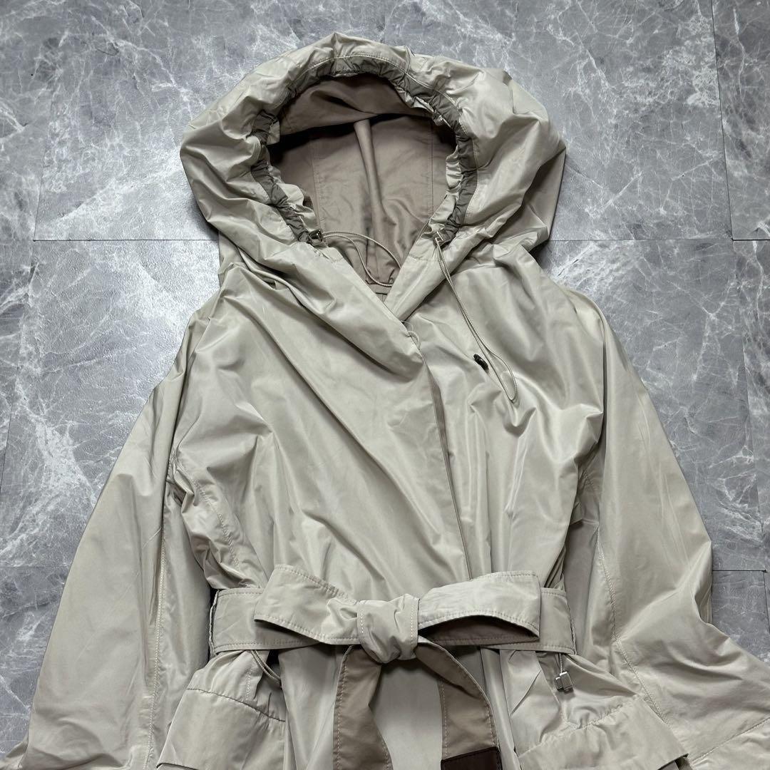 S Max Mara reversible hooded Coat Asian fit L 40 US size M Beige Authentic