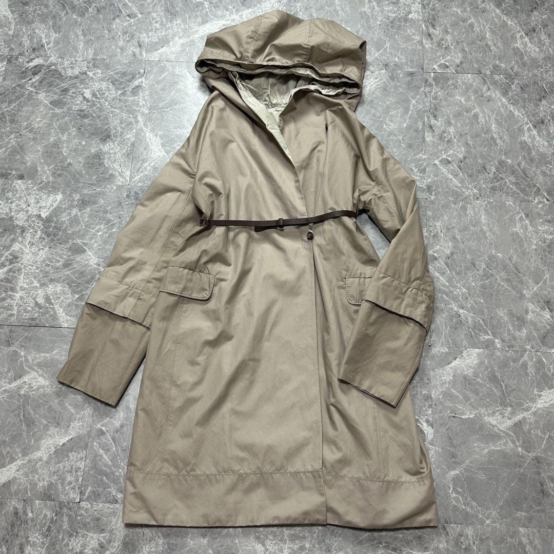 S Max Mara reversible hooded Coat Asian fit L 40 US size M Beige Authentic