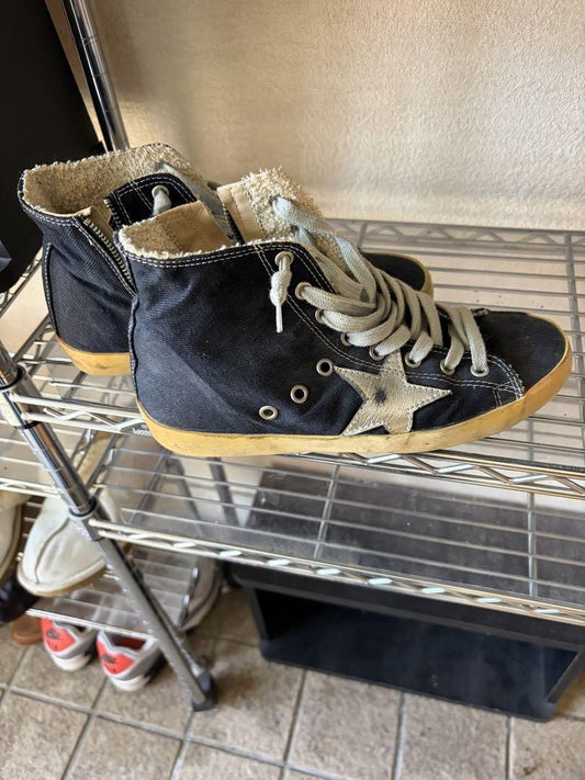 GOLDEN GOOSE Sneakers Shoes High-cut HI STAR EU 35 US 5 Black Authentic