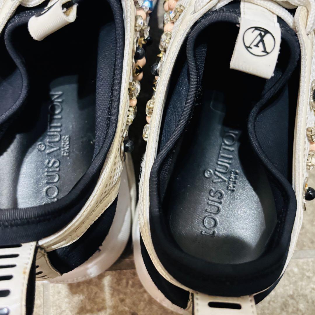 Louis Vuitton Sneakers Shoes Low-Cut Monogram EU 37.0 US 7.0 White Authentic