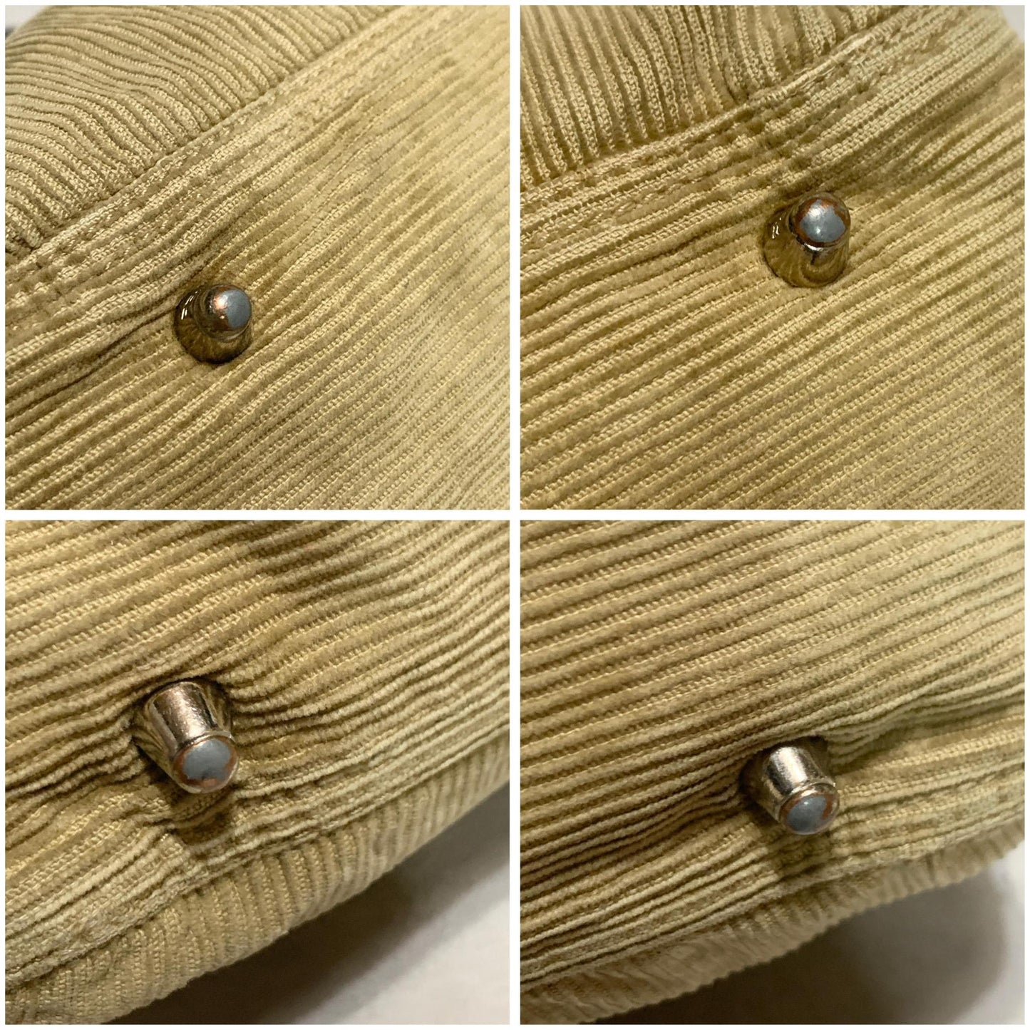 FENDI Handbag Tote Bag FF Purse Corduroy Beige Brown Silver Women's Used Auth