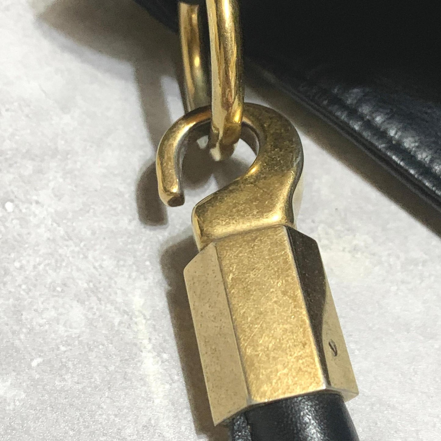 Saint Laurent Bag YSL Cassandra Hand Tote Purse Leather Black Gold Authentic