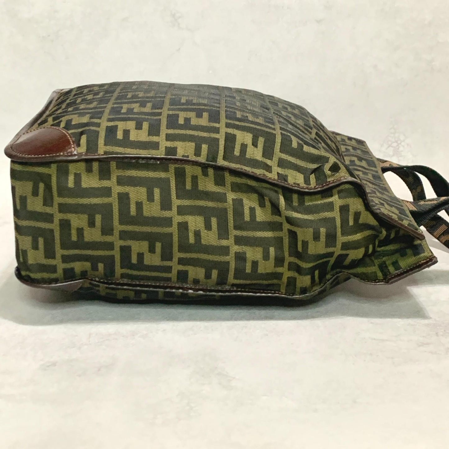 FENDI Bag FF Zucca Hand Tote Purse Canvas Brown Silver Used Women's Authentic