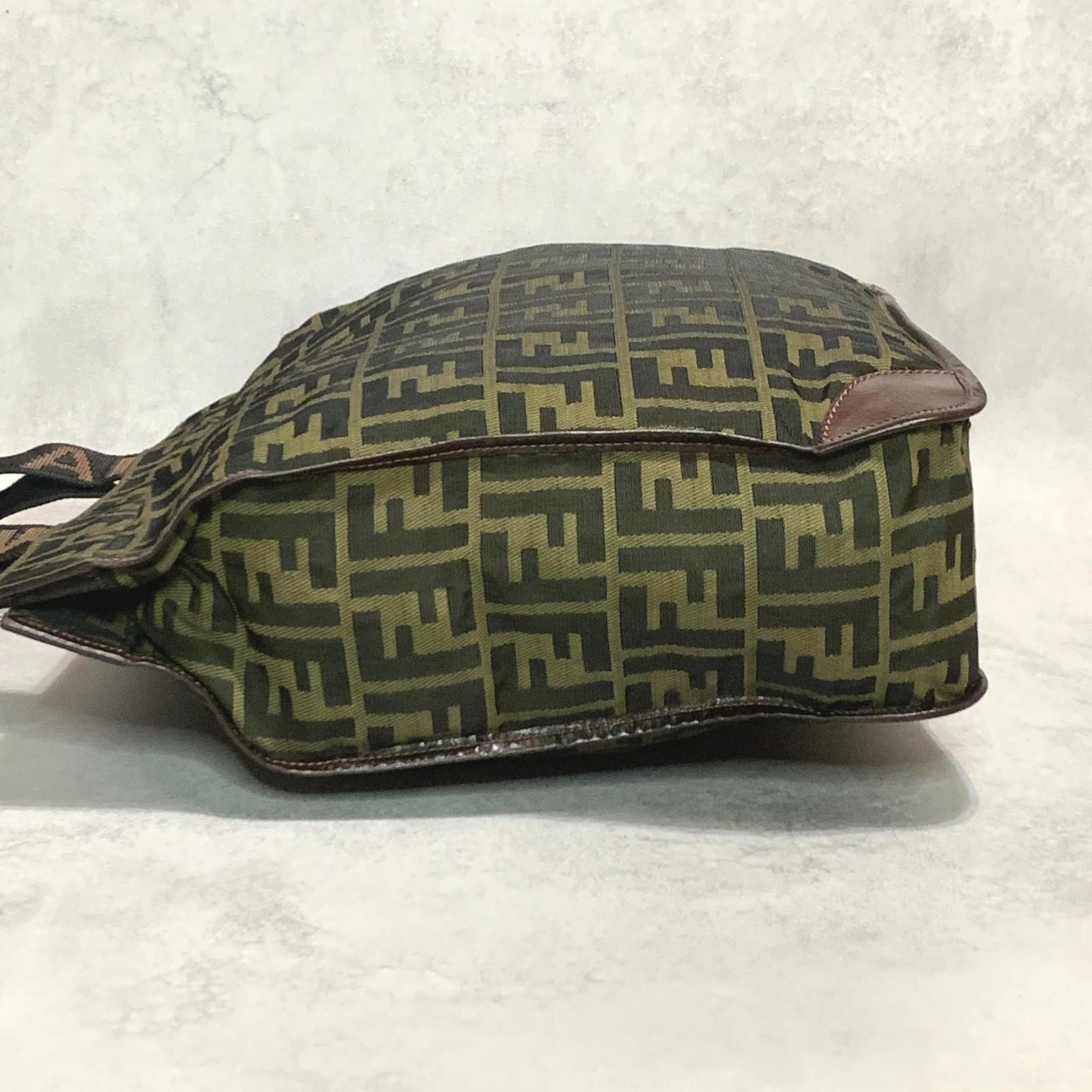 FENDI Bag FF Zucca Hand Tote Purse Canvas Brown Silver Used Women's Authentic
