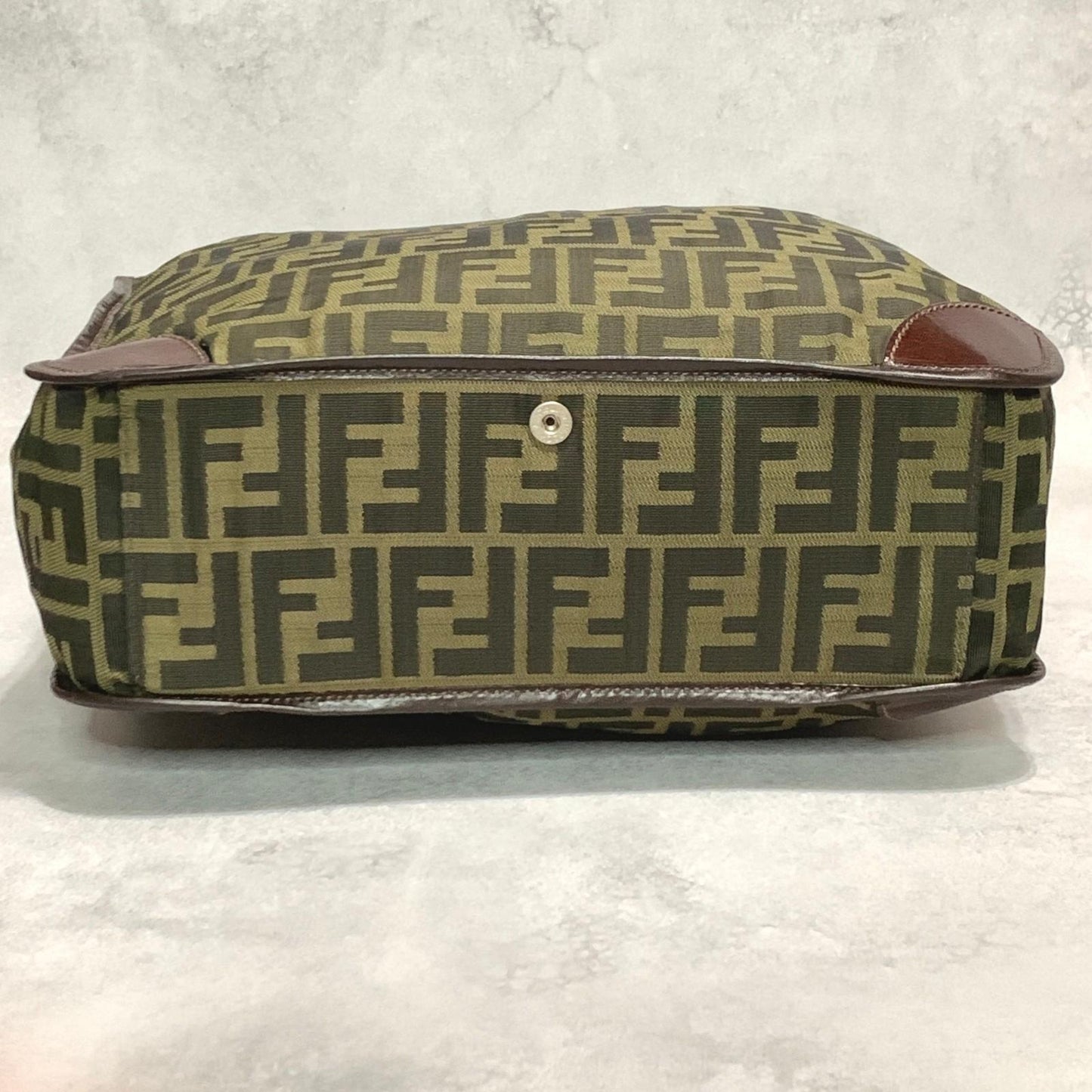 FENDI Bag FF Zucca Hand Tote Purse Canvas Brown Silver Used Women's Authentic