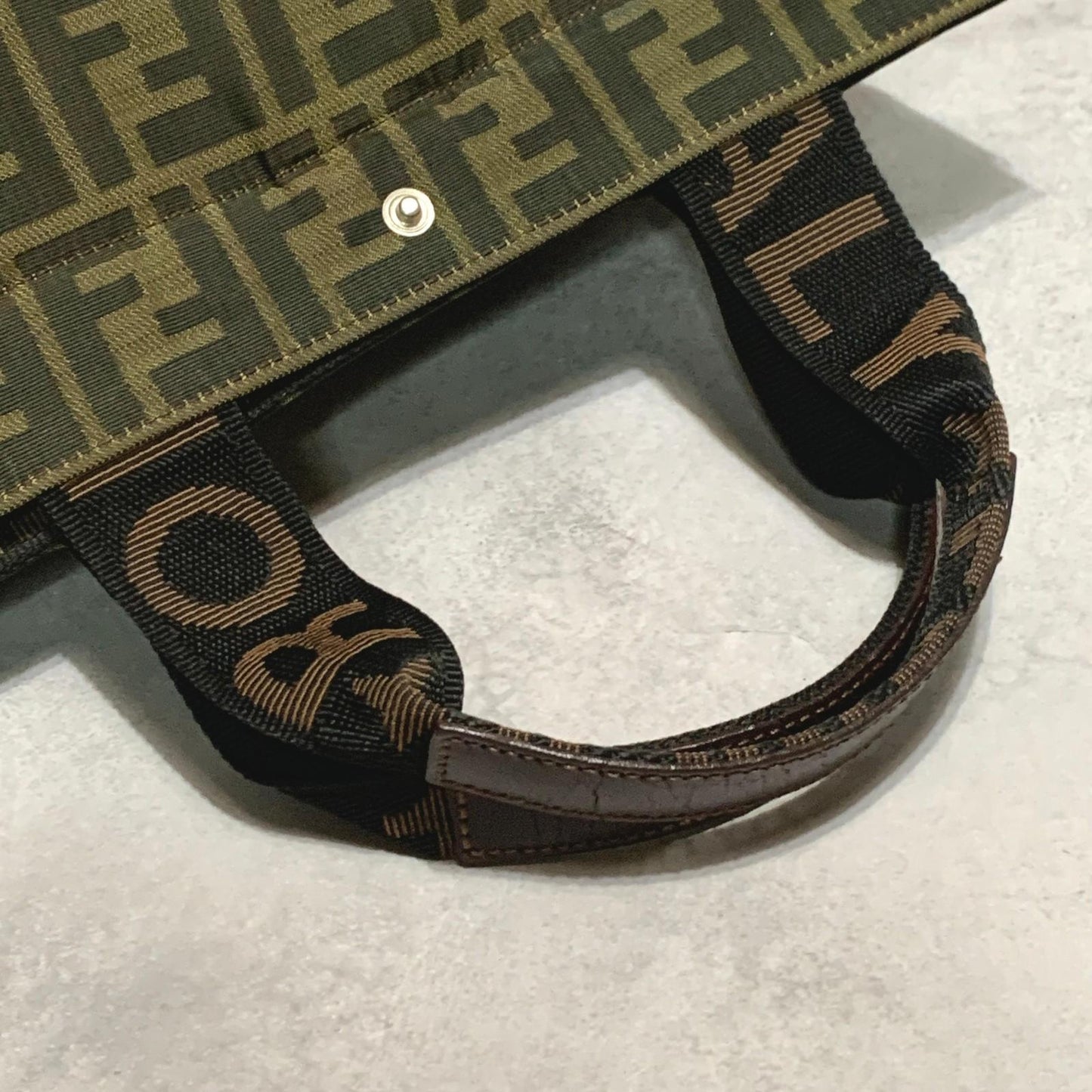 FENDI Bag FF Zucca Hand Tote Purse Canvas Brown Silver Used Women's Authentic