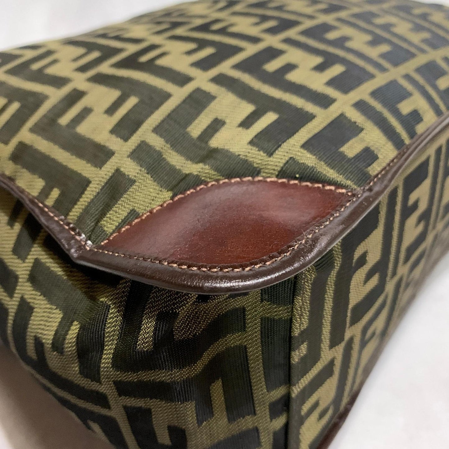FENDI Bag FF Zucca Hand Tote Purse Canvas Brown Silver Used Women's Authentic
