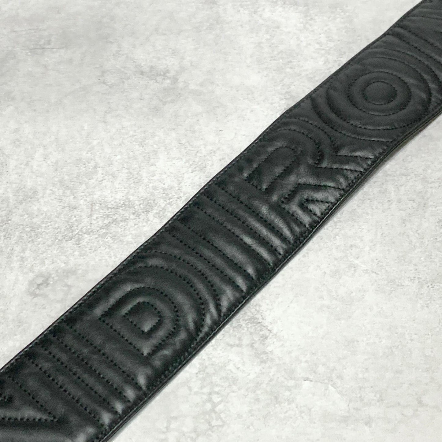 FENDI Strap you Shoulder Strap Stitch Logo Quilted Leather Black Silver Auth
