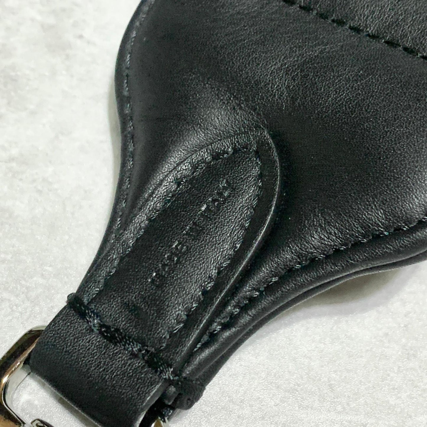FENDI Strap you Shoulder Strap Stitch Logo Quilted Leather Black Silver Auth
