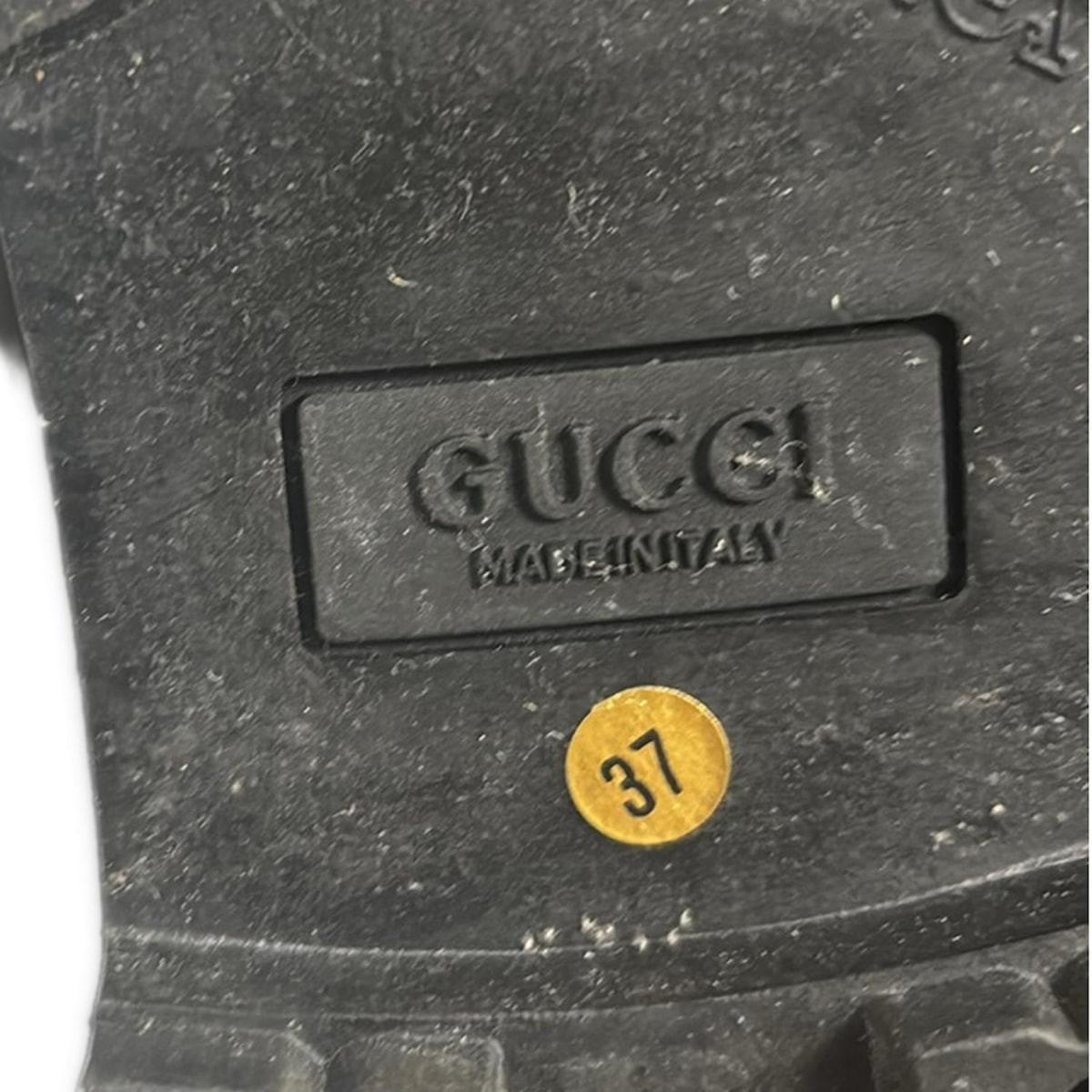 GUCCI Short Boots Shoes EU 37 US 7 Suede Leather Black Dark Brown Authentic