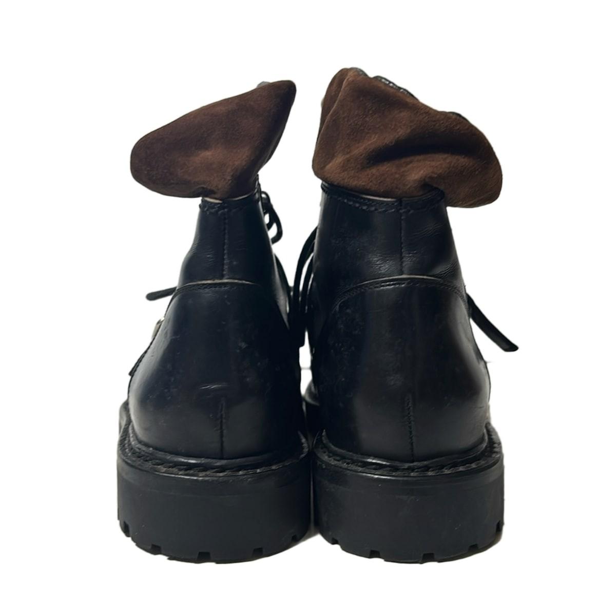 GUCCI Short Boots Shoes EU 37 US 7 Suede Leather Black Dark Brown Authentic
