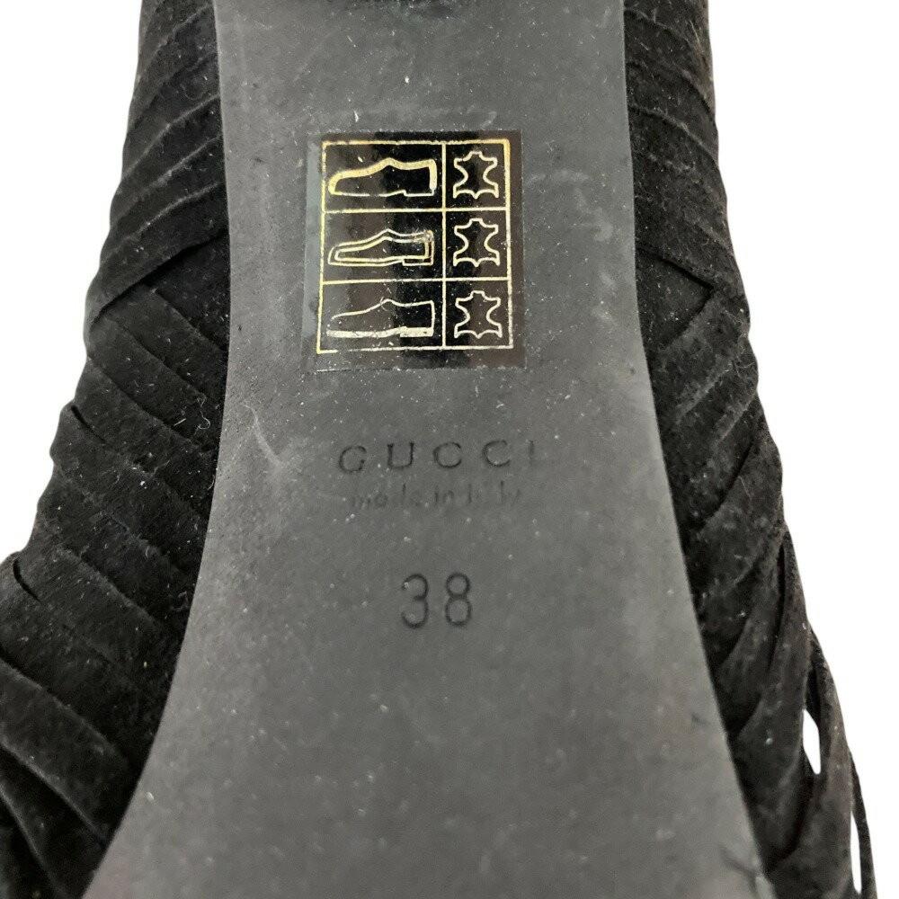 GUCCI Short Boots Shoes EU 38 US 8 Suede Leather Black Authentic