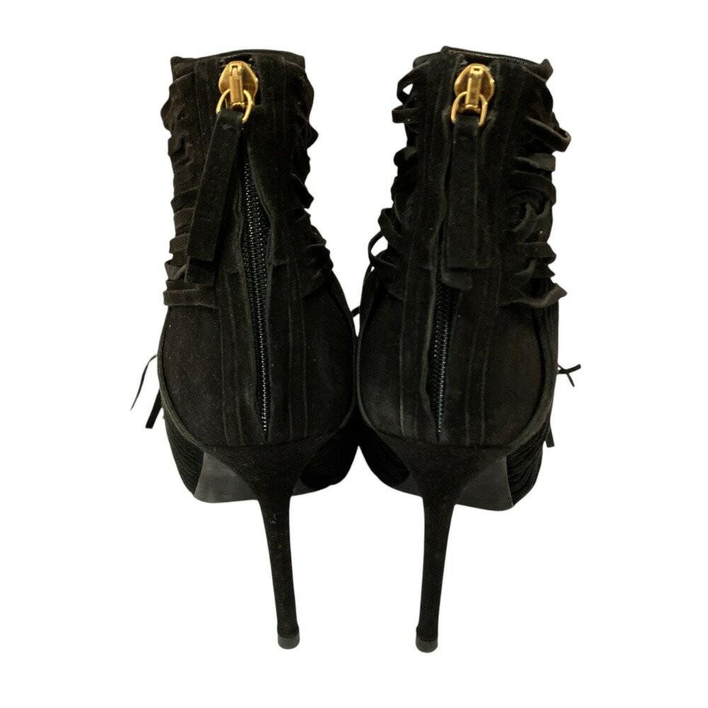 GUCCI Short Boots Shoes EU 38 US 8 Suede Leather Black Authentic