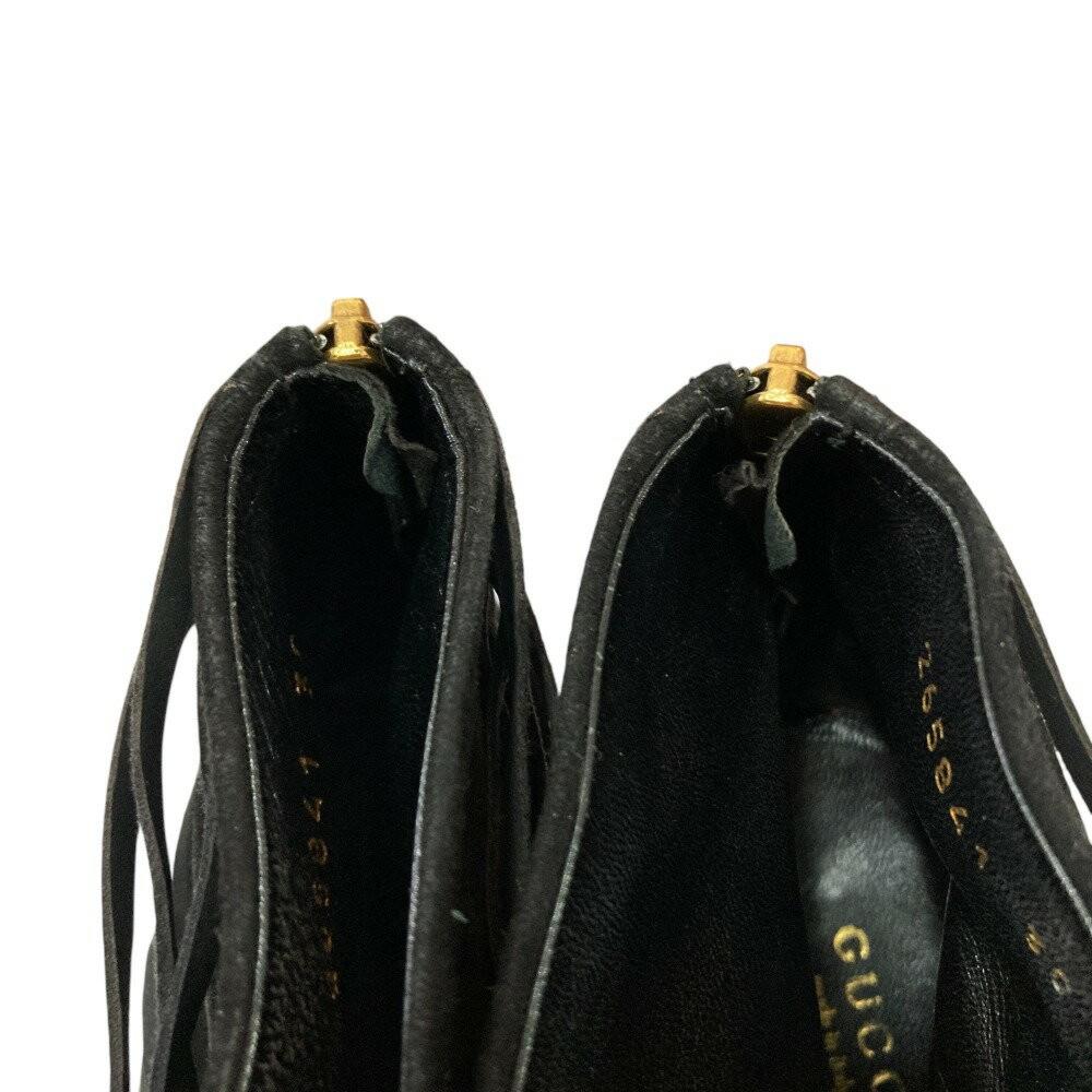 GUCCI Short Boots Shoes EU 38 US 8 Suede Leather Black Authentic