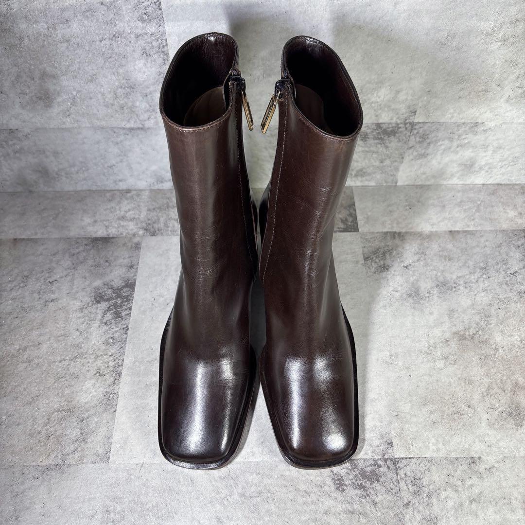GUCCI Short Boots Shoes EU 35 US 5 Leather Brown Authentic