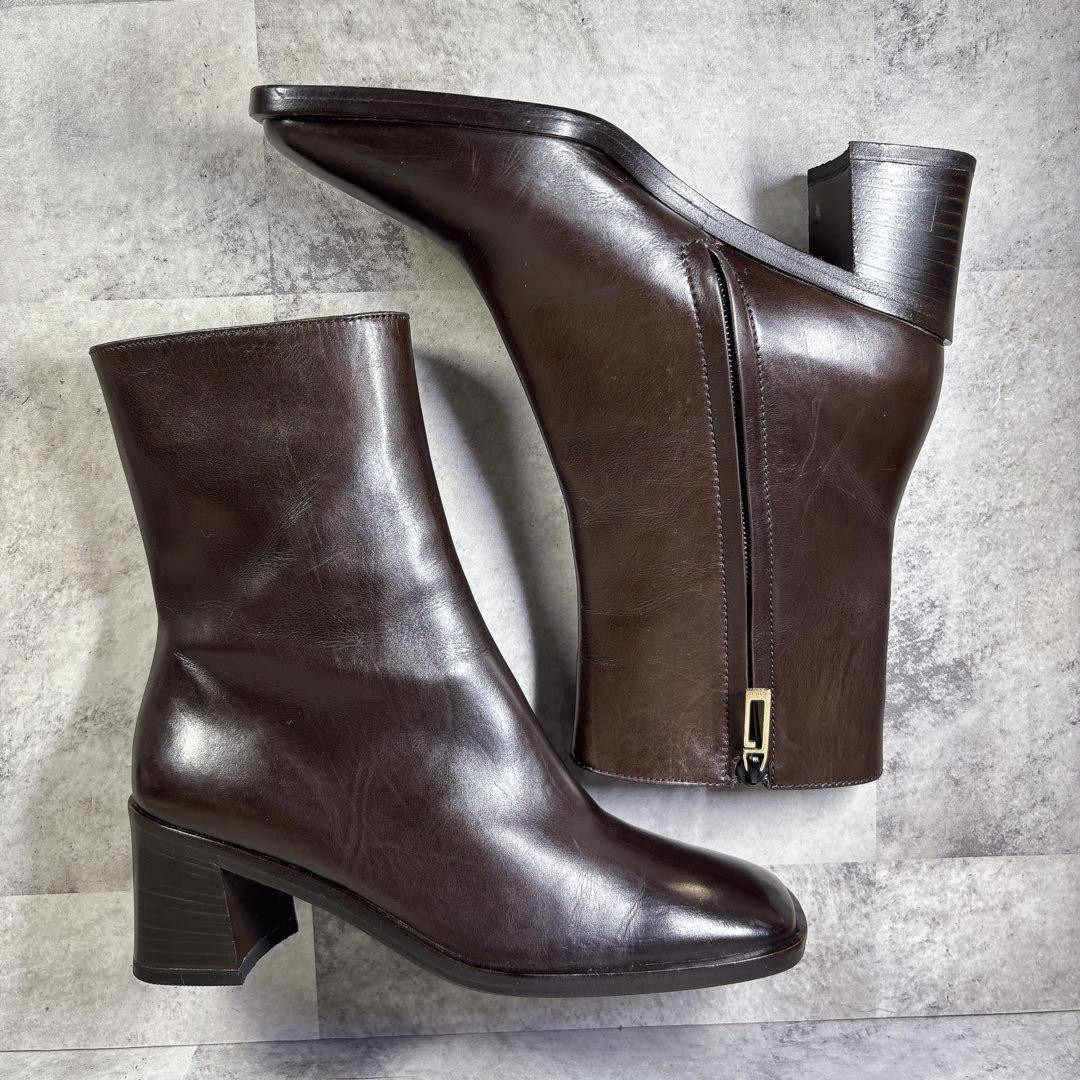 GUCCI Short Boots Shoes EU 35 US 5 Leather Brown Authentic